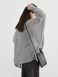 Cardigan Mujer Holgado Gris Tejido Abrigo Manga Larga Otoño Invierno