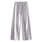 Pantalones Largos Satin Elegantes Formal Fiesta Verano Mujer Dama