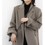Blazer Saco Chaqueta Mujer Dama Abrigo Elegante Formal Casual Urbano Otoño Invierno Tejido