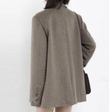 Blazer Saco Chaqueta Mujer Dama Abrigo Elegante Formal Casual Urbano Otoño Invierno Tejido