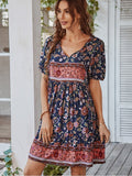 Vestido estampado suelto de mujer. Vestido con manga.