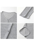 Cardigan Mujer Holgado Gris Tejido Abrigo Manga Larga Otoño Invierno