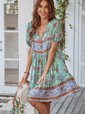 Vestido estampado suelto de mujer. Vestido con manga.