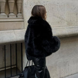 Campera de Piel Sintetica Abrigo Negro Chaqueta Invierno Mujer