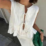 Blusa sin Mangas con Cintas Fresca Ligera Mujer Dama Primavera Verano