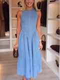 Vestido Solero Primavera Verano Fresco Mujer Espalda Descubierta Cinta Cuello