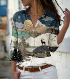 Camisa estampada de manga larga para mujer.