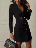 Blazer Elegante Formal Oficina Mujer Largo Vestido Ejecutivo