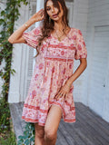 Vestido estampado suelto de mujer. Vestido con manga.