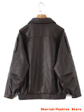 Chaqueta Cuero Sintetico Mujer Casual Urbana Marron Otoño Invierno