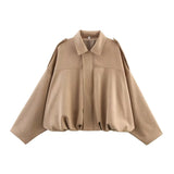 Chaqueta Faux Gamuza Mujer con Tiras Hombro Stylish Verde Oliva