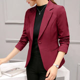 Blazer Mujer Elegante Manga Larga Oficina Formal Chaqueta con Bolsillos