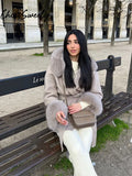 Chaqueta Faux Fur Pelo Sintetico Abrigo Mujer Dama Otoño Invierno Elegante Formal Urbano Gris Capucha Hoodie