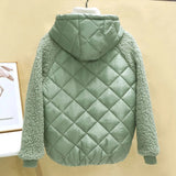 Chaqueta campera chamarra casaca de algodón fina y ligera. Abrigo corto para mujer de algodón de lana de cordero con capucha holgada