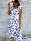 Vestido estampado floral. Vestido largo para mujer.