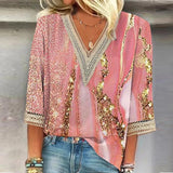 Camisa Blusa Ligera Mujer Elegante Casual Vacaciones con Estampados Primavera Verano