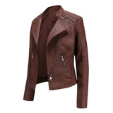 Chaqueta Cuero Mujer Primavera Otoño Abrigo Fino Elegante Urbano