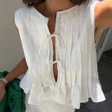 Blusa sin Mangas con Cintas Fresca Ligera Mujer Dama Primavera Verano