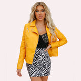 Chaqueta Cuero Colores Mujer Urbana Moderna Elegante Casual Motocicleta