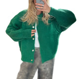 Cardigan Tejido Mujer Abrigo Ligero Primavera Otoño Varios Colores Casual Elegante Oficina