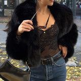 Campera de Piel Sintetica Abrigo Negro Chaqueta Invierno Mujer