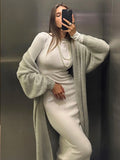 Cardigan Tejido Largo Otoño Invierno Casual Abrigo Mujer 2024
