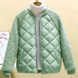 Chaqueta campera chamarra casaca de algodón fina y ligera. Abrigo corto para mujer de algodón de lana de cordero con capucha holgada