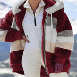 Chaqueta campera casaca chamarra de felpa con bolsillo con cremallera. Abrigo suelto con capucha para mujer