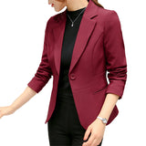 Blazer Mujer Elegante Manga Larga Oficina Formal Chaqueta con Bolsillos