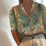 Camisa elegante. Blusa estampada manga corta