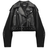 Chaqueta Abrigo Cuero Mujer Chaqueta Urbana Cuello Polo