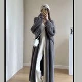 Cardigan Largo Blanco Mujer Tejido Suave Faux Cashmere Estilo Coreano Abrigado Vintage