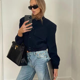 Chaqueta chamarra casaca recortado para mujer, campera de manga larga con bolsillos grandes, abrigos casuales elegantes