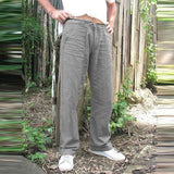 Pantalón de Lino para hombres. Pantalones de pierna ancha. Jogging Oversize.