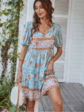 Vestido estampado suelto de mujer. Vestido con manga.