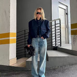 Chaqueta chamarra casaca recortado para mujer, campera de manga larga con bolsillos grandes, abrigos casuales elegantes