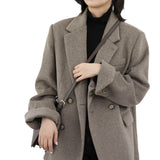 Blazer Saco Chaqueta Mujer Dama Abrigo Elegante Formal Casual Urbano Otoño Invierno Tejido