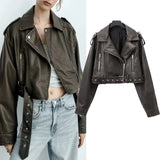 Chaqueta Abrigo Cuero Mujer Chaqueta Urbana Cuello Polo