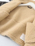 Abrigo Chaqueta chamarra corta con piel de cordero de imitación. Casaca con cinturón para mujer