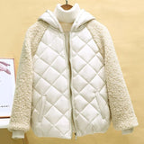 Chaqueta campera chamarra casaca de algodón fina y ligera. Abrigo corto para mujer de algodón de lana de cordero con capucha holgada