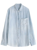 Camisa Larga Estilo Saco Abrigada Casual Mujer Dama Primavera Otoño Gris Celeste