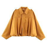 Chaqueta Faux Gamuza Mujer con Tiras Hombro Stylish Verde Oliva
