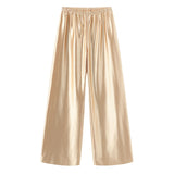 Pantalones Largos Satin Elegantes Formal Fiesta Verano Mujer Dama