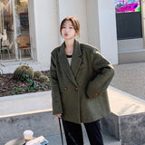 Blazer Mujer Formal Elegante Oficina Urbano Tapado Abrigo Otoño Invierno