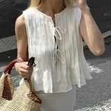 Blusa sin Mangas con Cintas Fresca Ligera Mujer Dama Primavera Verano