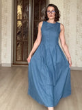 Vestido Solero Primavera Verano Fresco Mujer Espalda Descubierta Cinta Cuello
