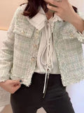 Chaqueta campera chamarra casaca de lana a cuadros abrigo mujer