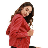 Chaqueta Cuero Mujer Abrigo Fino Primavera Otoño Motocicleta