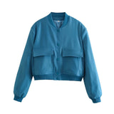 Chaqueta chamarra casaca recortado para mujer, campera de manga larga con bolsillos grandes, abrigos casuales elegantes