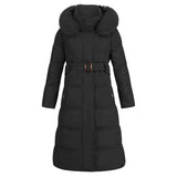 Chaqueta campera chamarra casaca de invierno con capucha para mujer. Abrigo largo con capucha y cuello de piel